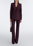 Fit-and-flare cotton-blend jacquard trousers