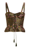 Jacquard corset top with floral medallion motif