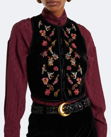 Cropped velvet waistcoat