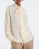 Silk-blend jacquard shirt with silk scarf