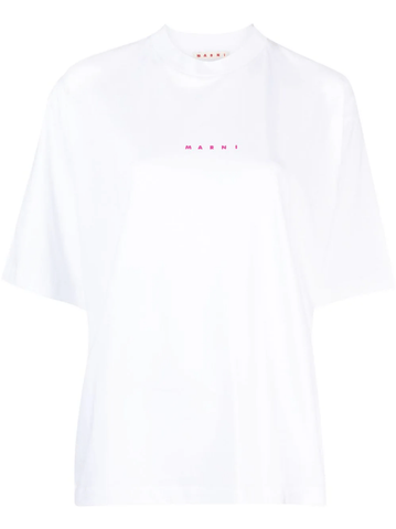 logo-print white t-shirt
