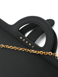 chain-link strap leather bag