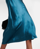 Clea silk satin blue dress