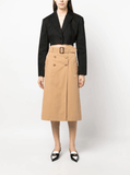 high-waisted belted midi skirt