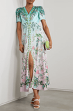 Lea floral-print silk-jacquard midi dress