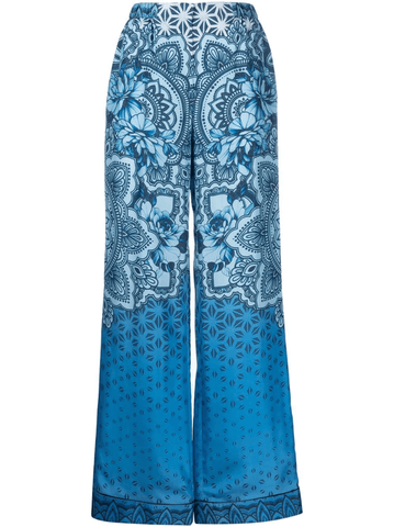 silk graphic-print wide-leg trousers