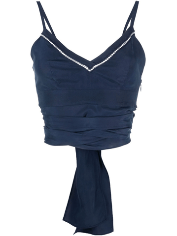 rear-tie V-neck cami top in blue