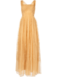 embroidered motif pleated gown