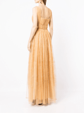 embroidered motif pleated gown