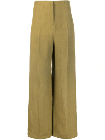 high-waisted wide-leg trousers in green