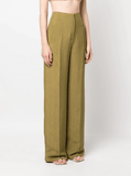 high-waisted wide-leg trousers in green