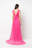 draped tulle silk gown in pink