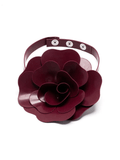 floral-appliqué chocker in bordeaux red