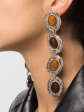 gemstone-plate drop earrings