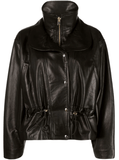 layered leather jacket in black