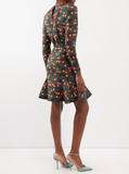 Claudia twisted-neck floral-print silk dress