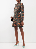 Claudia twisted-neck floral-print silk dress