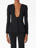 plunging U-neck blazer