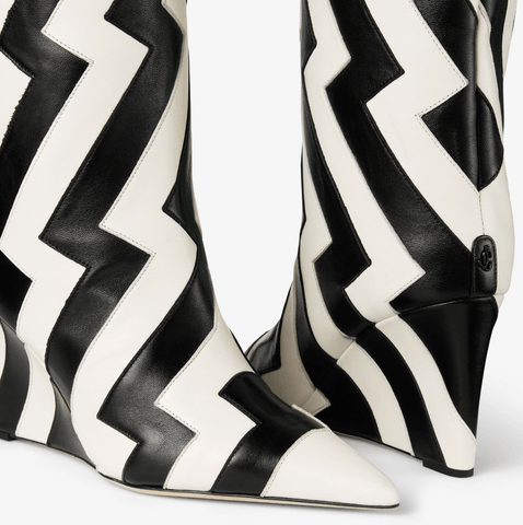 Blake knee boots 85 in black and white Jimmy Choo – D'Adélia