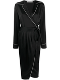 contrasting-trim wrap midi dress