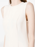 crepe flared midi dress in white
