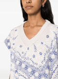 floral-print knitted jumper