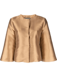 pleat-detailing satin jacket in gold