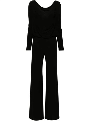 cowl-neck crepe jumpsuit black