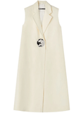 button-fastening tailored crepe vest