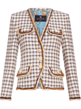 check-jacquard cotton-blend jacket