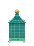 Tartan Pagoda candle in green