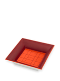 Checked porcelain tray in red