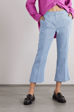 Cropped gingham woven flared pants