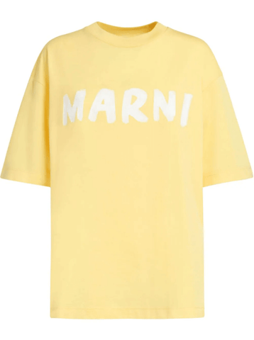 logo-print cotton T-shirt in yellow