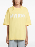 logo-print cotton T-shirt in yellow