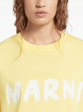 logo-print cotton T-shirt in yellow