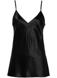 V-neck silk top in black