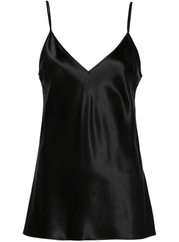 V-neck silk top in black