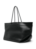 logo-print interwoven leather tote bag