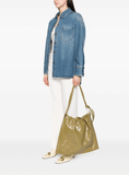 crocodile-effect green shoulder bag