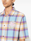 Pegaso-embroidered check shirt