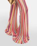 Striped low-rise flared pants