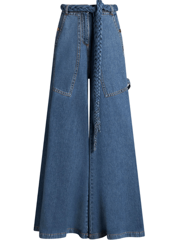 belted wide-leg jeans