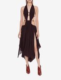 Cut-out sleeveless brown dress