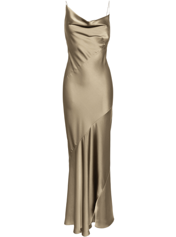 Olive green satin dress