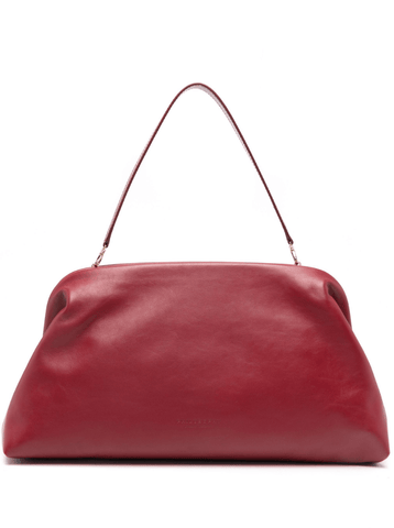 leather bicolor clutch bag