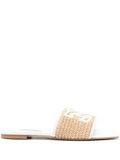 Portofino woven-raffia slides in white