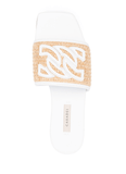 Portofino woven-raffia slides in white