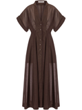 Brown shirt-dress