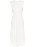 floral-devoré midi white dress